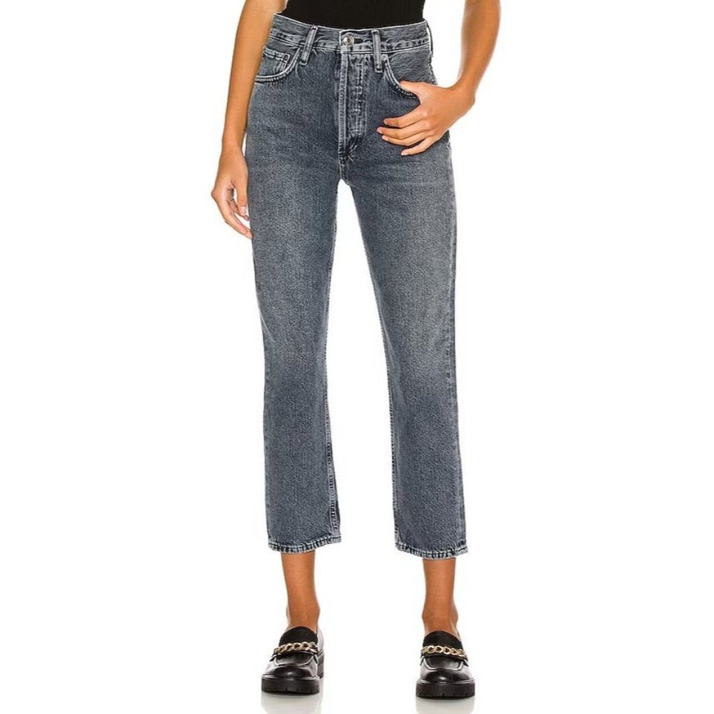 NEW WITH TAGS AGOLDE Riley high rise crop straight denim pant in Fade size 27